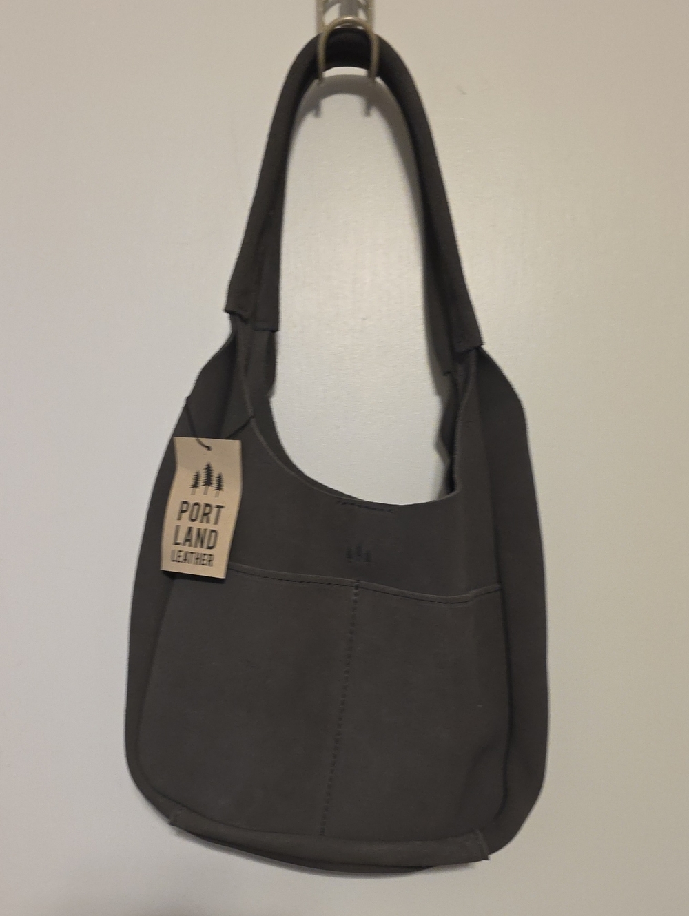 NWT Portland Leather Charcoal Suede Large Madison Hobo Bag
